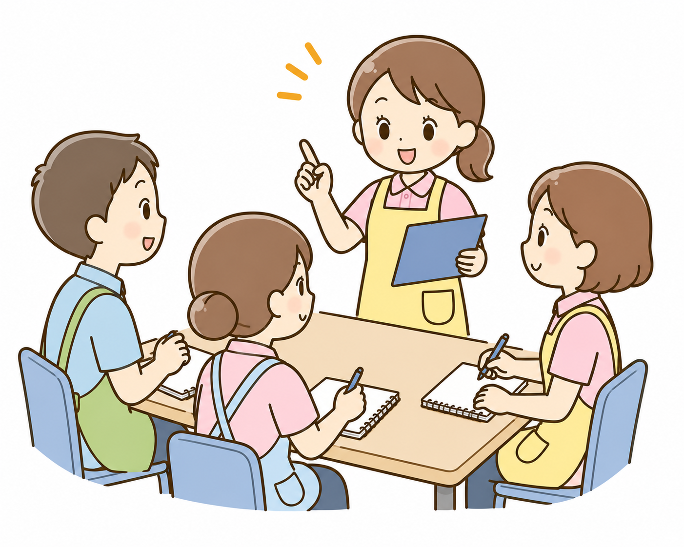 スタッフが勉強会をしているイラスト