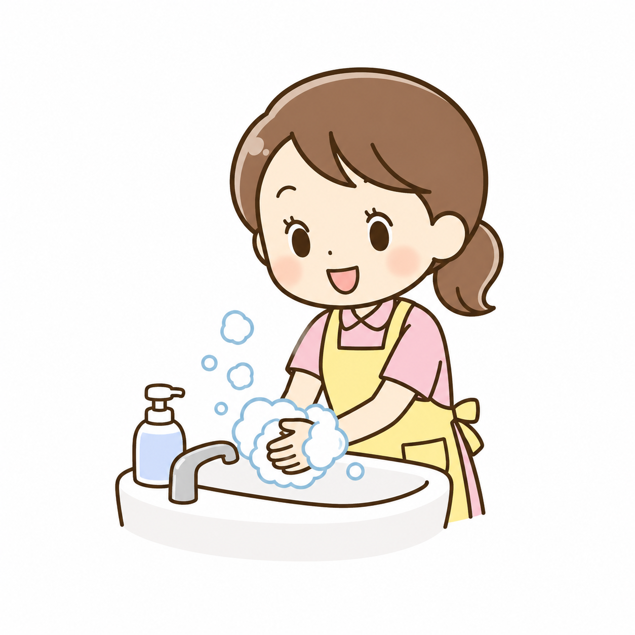 手洗いをしているヘルパーのイラスト