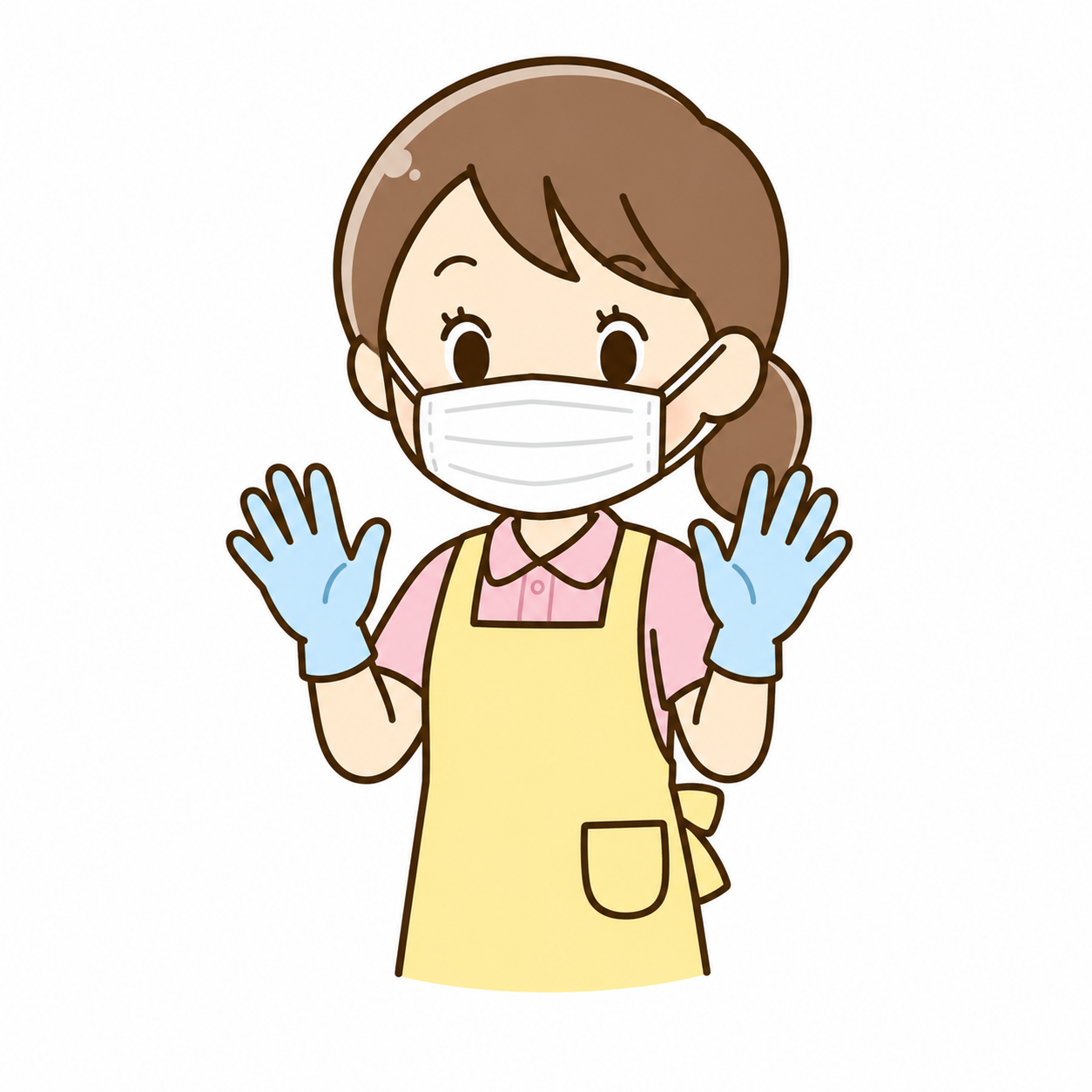 防護具を装着したヘルパーのイラスト